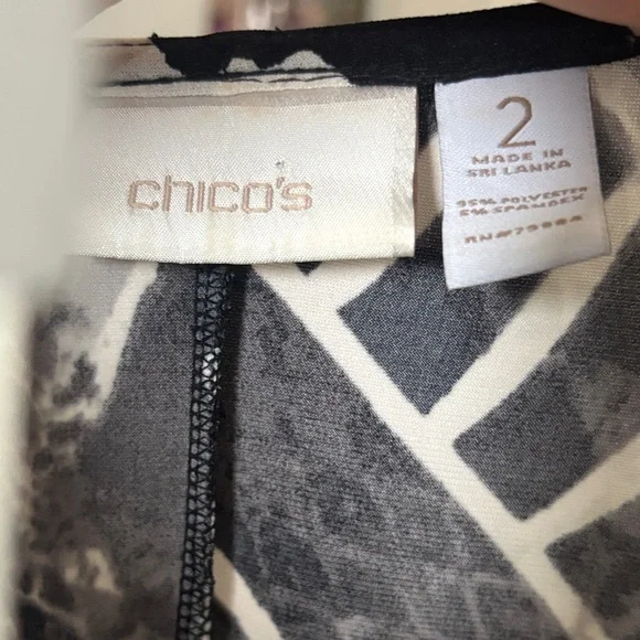 Chico's Black and White Geometric Midi Dress - Picture 4 of 6